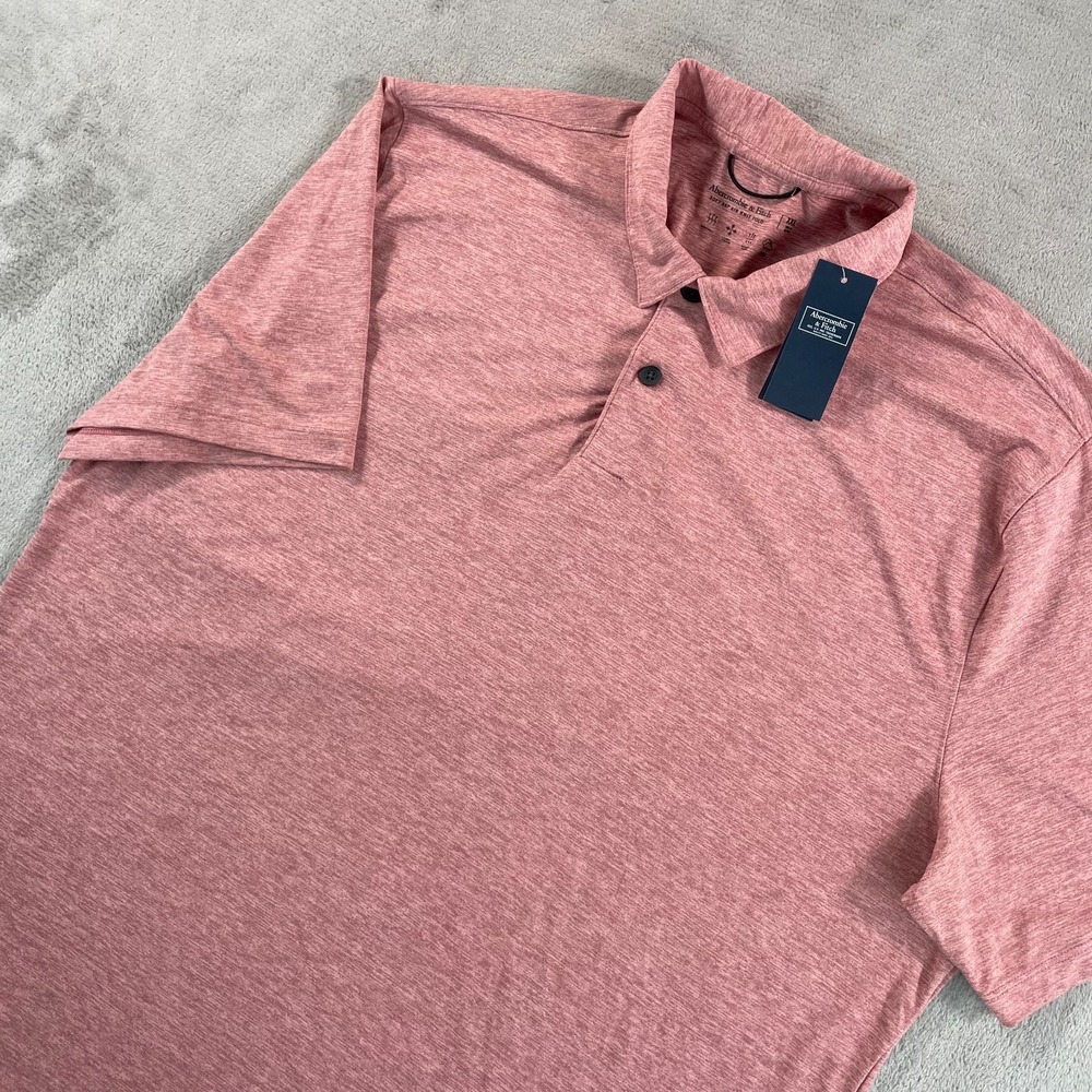 Abercrombie Fitch AirKnit Polo Shirt Men 2XL Heather Rose Performance Golf NWT